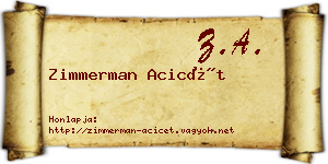 Zimmerman Acicét névjegykártya